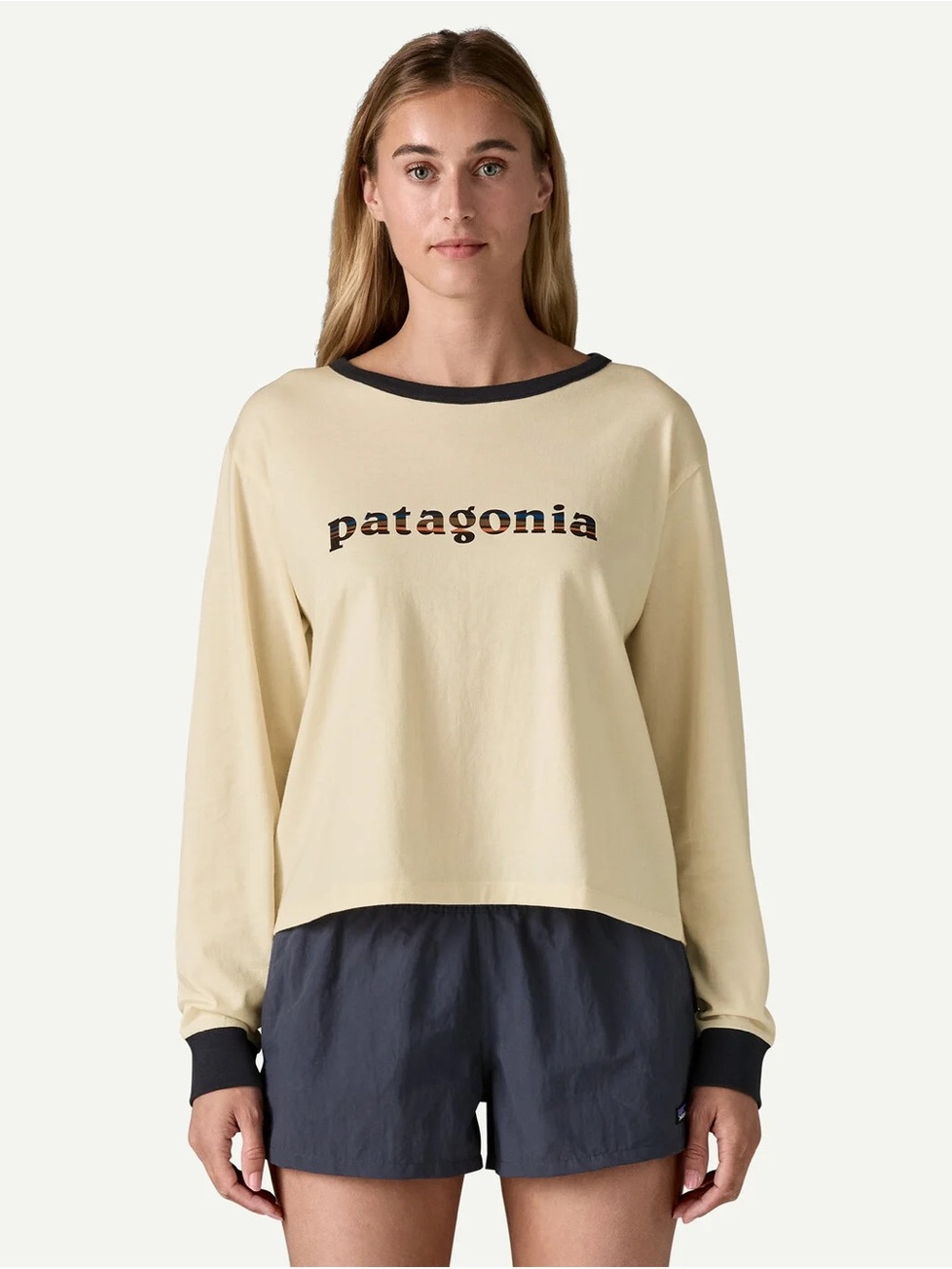 Patagonia Women's Long-Sleeved '73 Text Logo Easy-Cut Organic Shirt